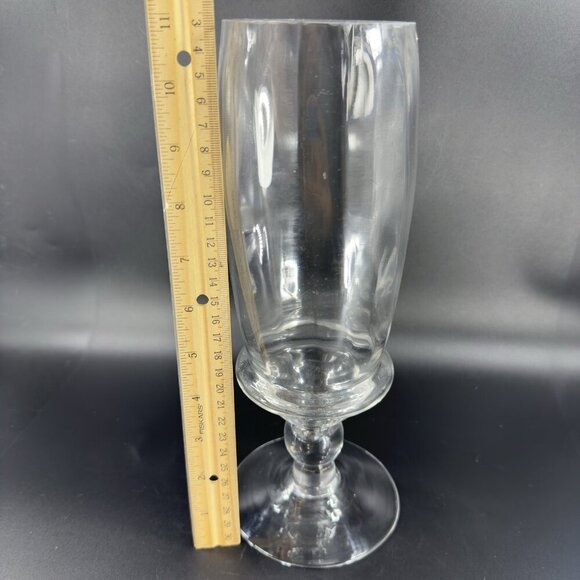 Vintage Clear Hurricane Tall Candle Holder Votive Vase Footed Glassware Decor - Picture 2 of 10
